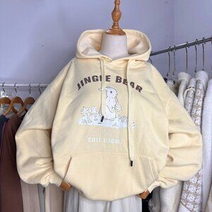 🐰 Cute Rabbit Jingle Bear Graphic Hoodie Cream